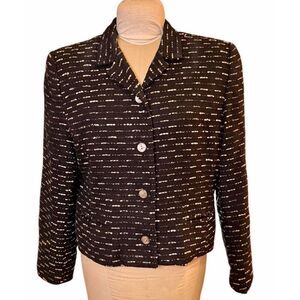 Soiree Women’s 100% Silk Blazer Textured Sz. L 4-Button Lined